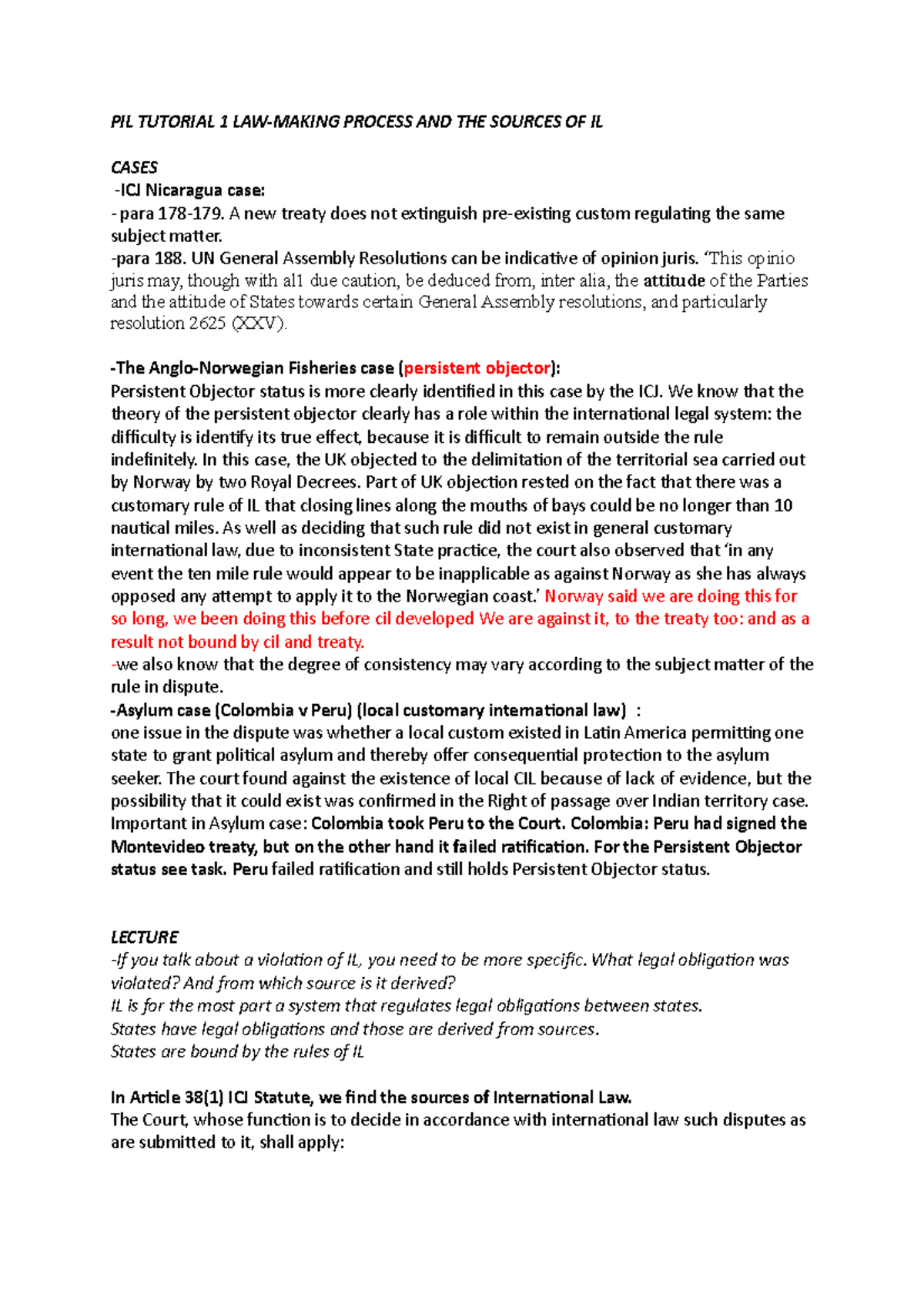 International Law - PIL Tutorial 1: Law-Making Process & Sources ...