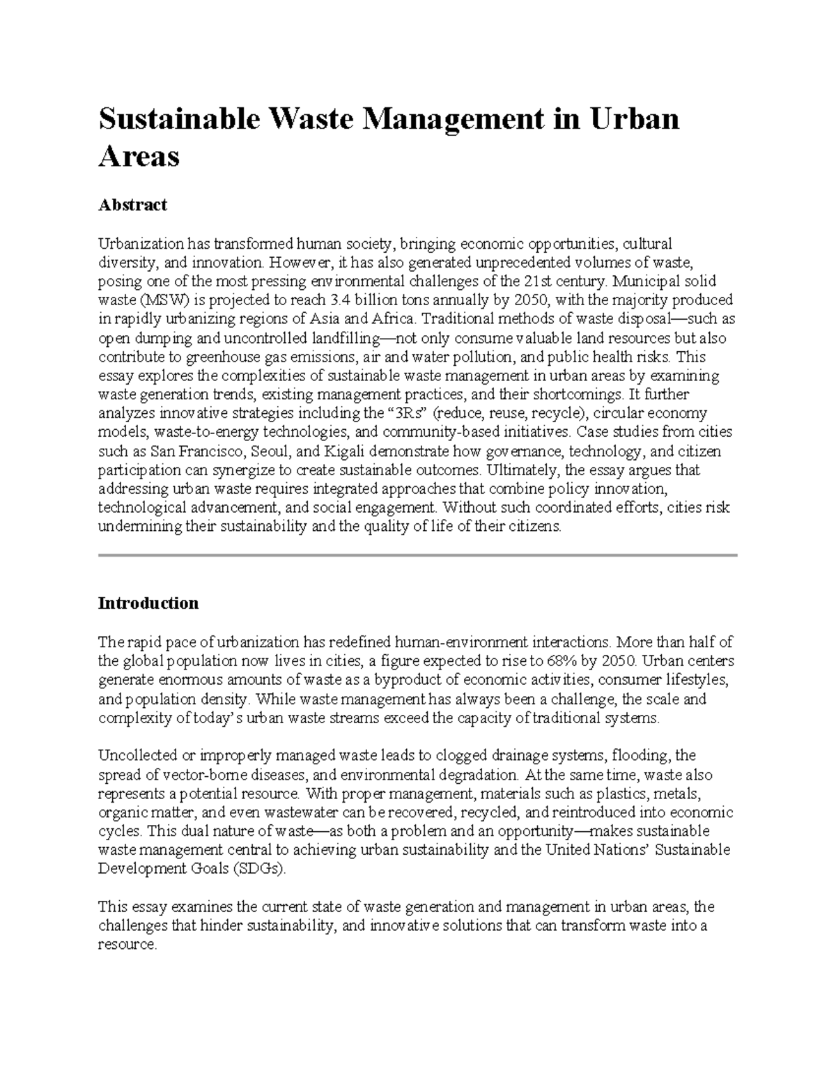 Sustainable Waste Management in Urban Areas: Challenges & Solutions ...
