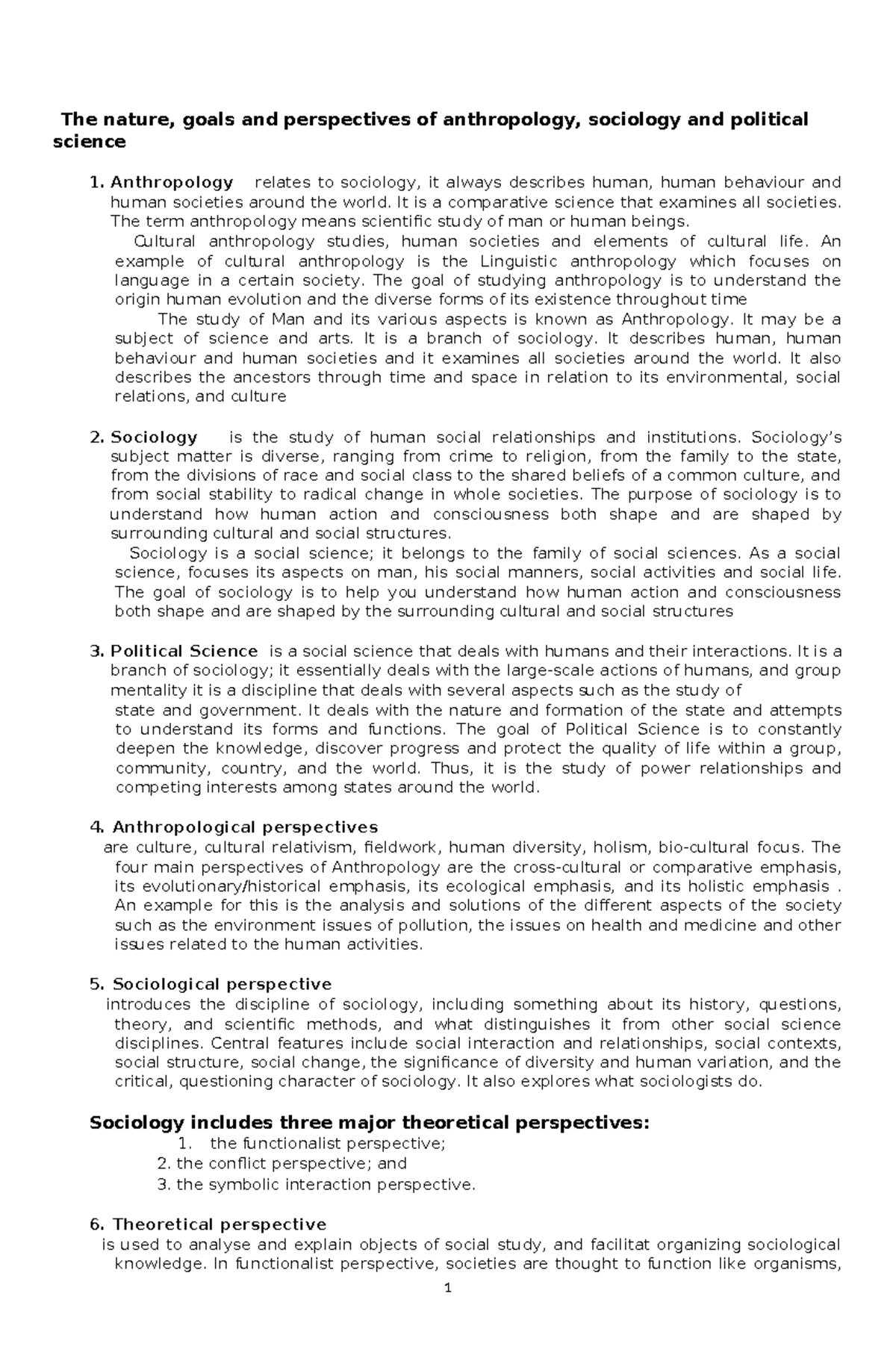 UCSP Module 1 - handouts - The nature, goals and perspectives of ...
