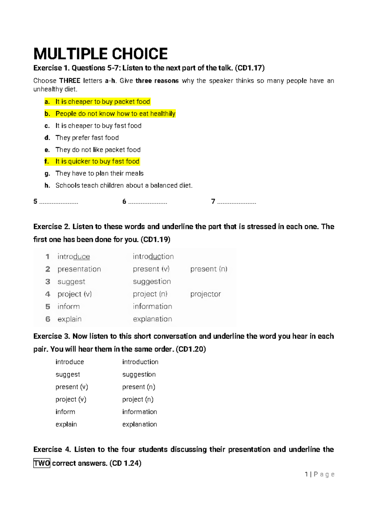 L8 Handout - Additional information - MULTIPLE CHOICE Exercise 1 ...