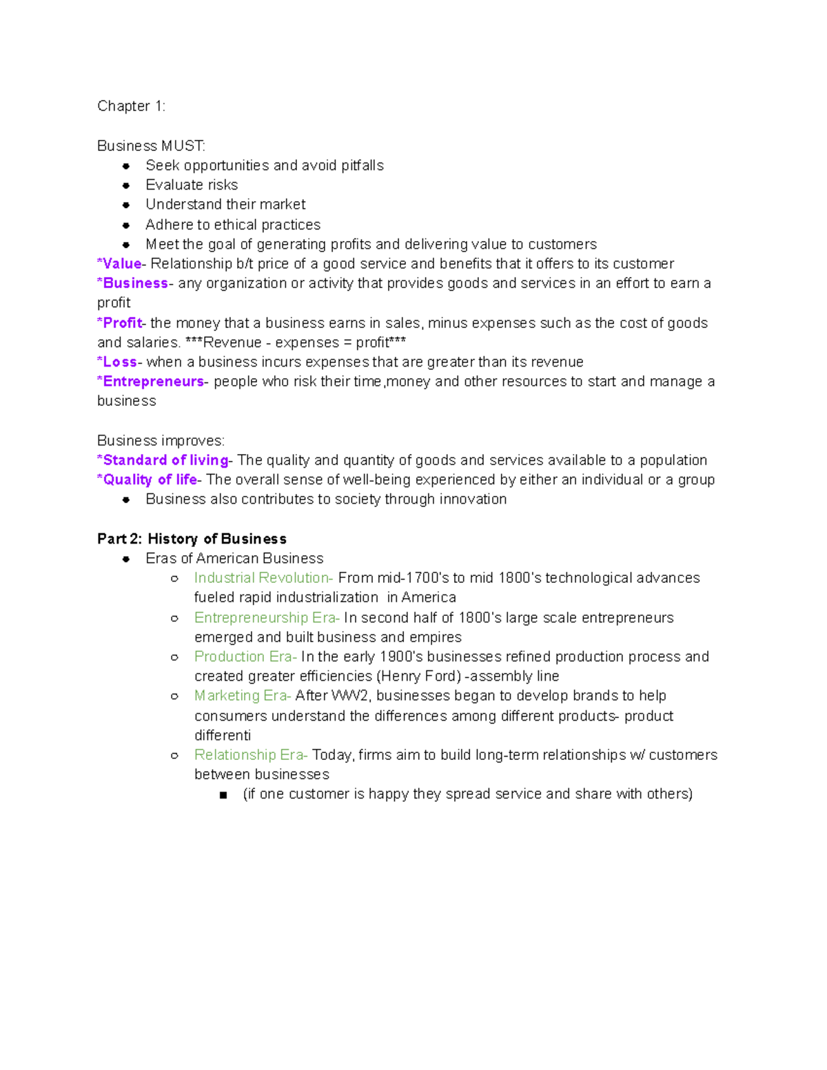 BUS 160 Test 1 Study Guide: Key Concepts & Ethical Principles - Studocu
