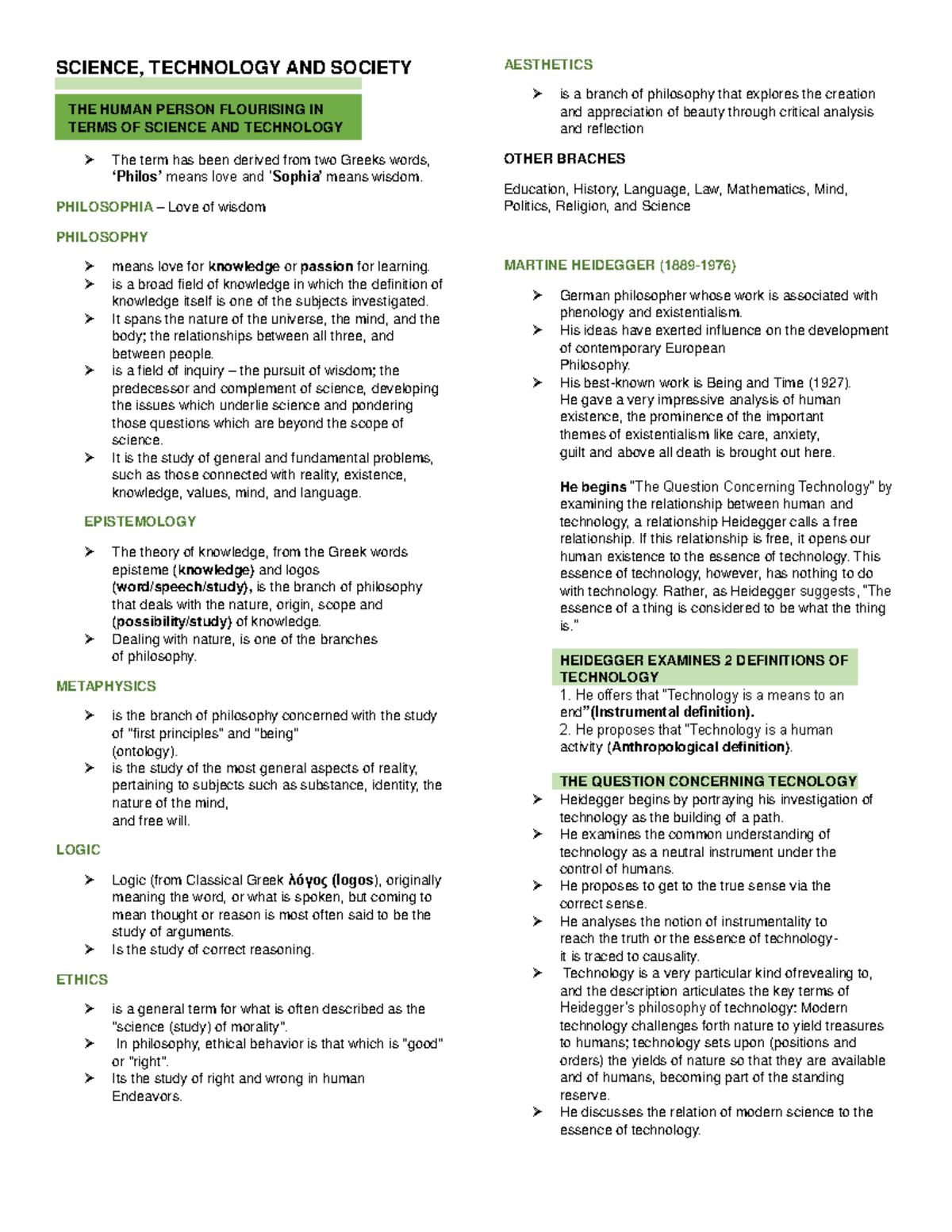 STAS Midterm Study Notes: Key Concepts in Philosophy and Technology ...