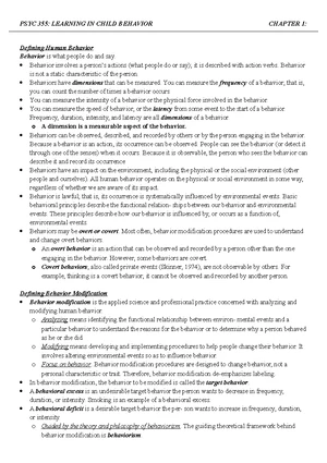 Behavior Modification - Study Notes & Assignments - Studocu