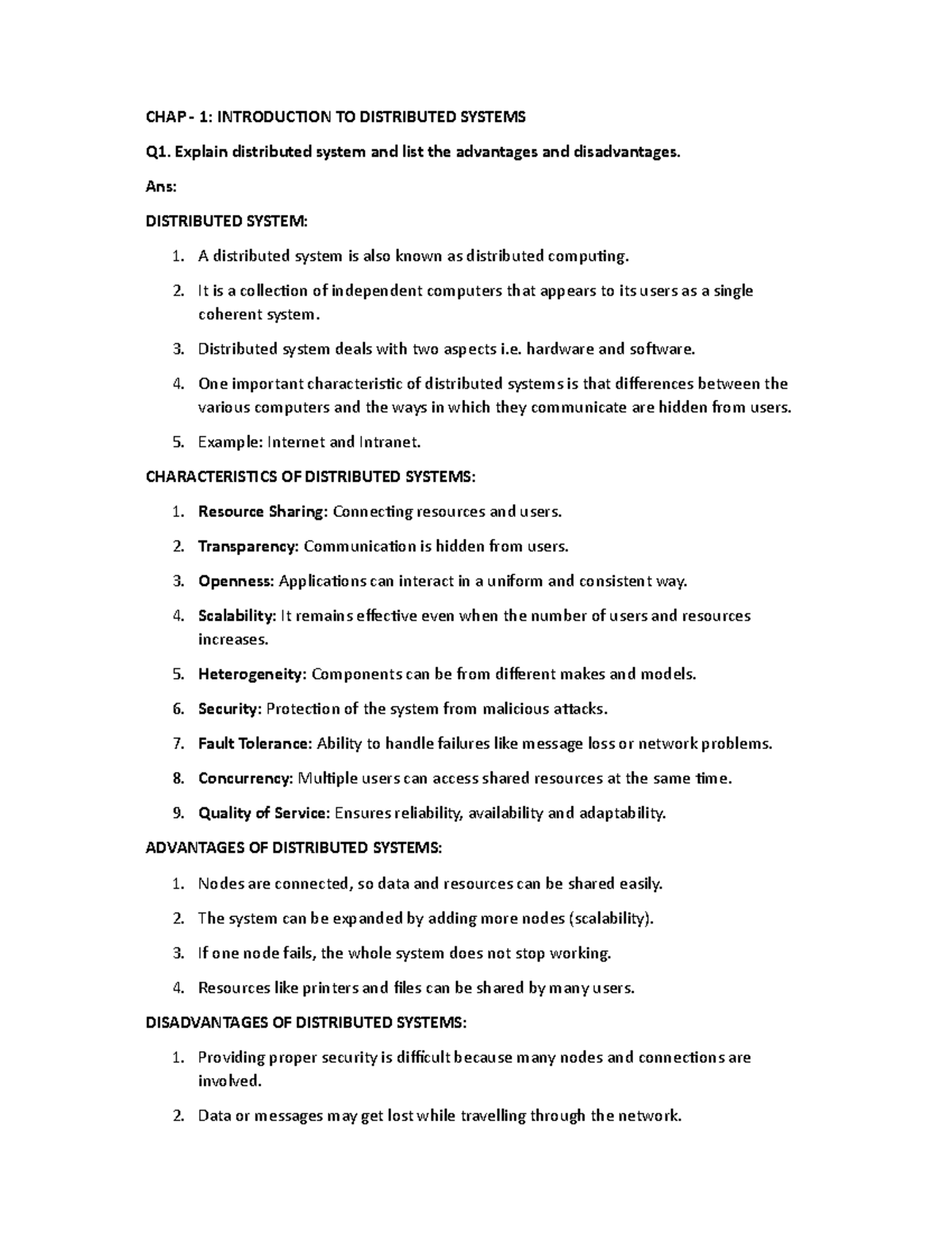 CHAP 1: Intro to Distributed Systems - Key Concepts & Models - Studocu