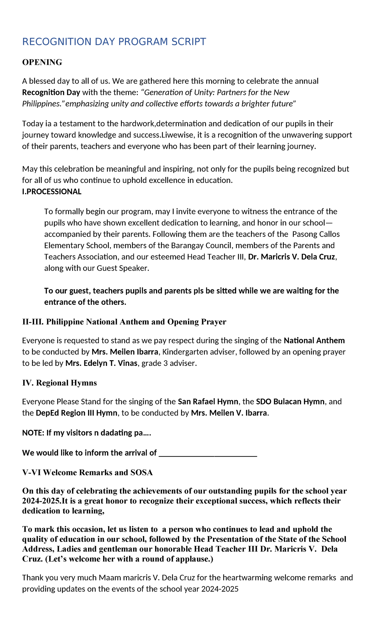 Recognition Day Program Script: Celebrating Excellence in Education ...