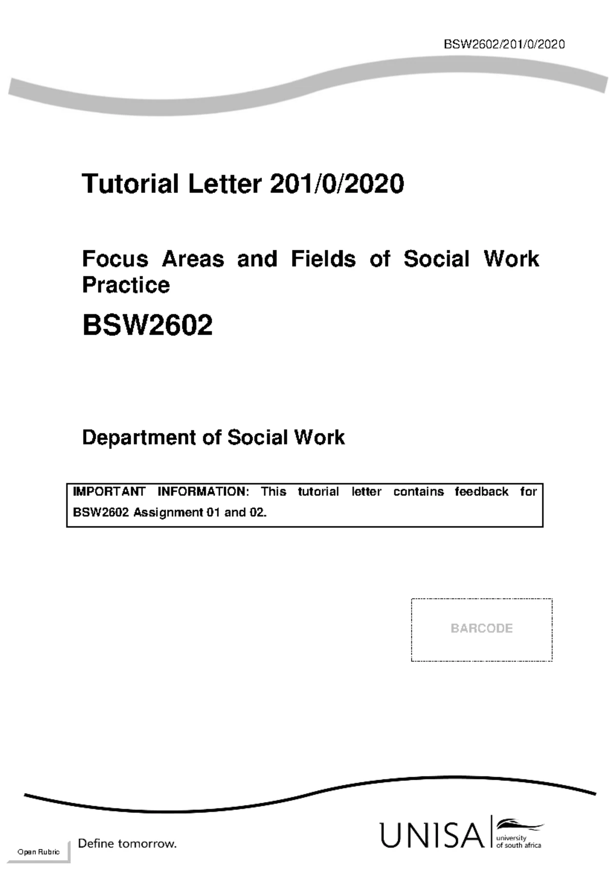 BSW2602 Assignment 2: Social Welfare Service Delivery in South Africa ...