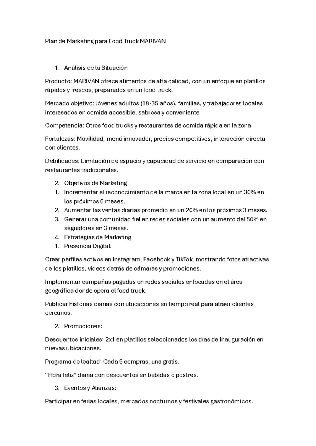 Plan de Marketing para Food Truck MARIVAN - SIMULACION EMPRESARIAL ...