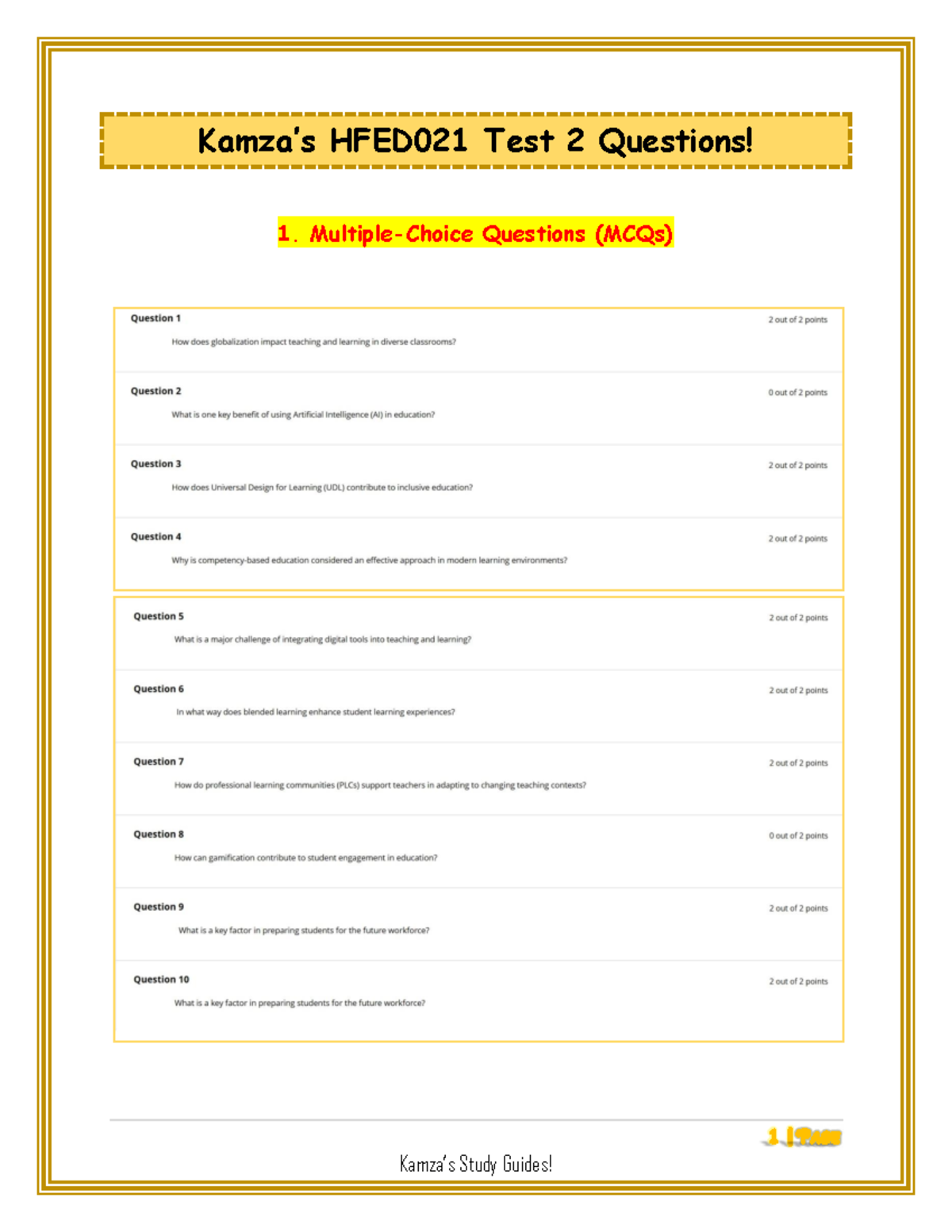 HFED021 Test 2 Study Guide: MCQs, Matching, and Fill-in-the-Blanks ...