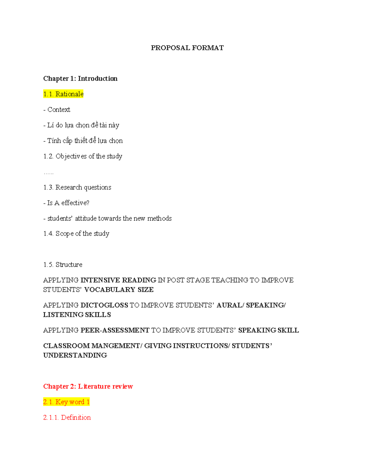 NCKH Proposal Format: Chapter 1 - Introduction and Methodology Overview ...