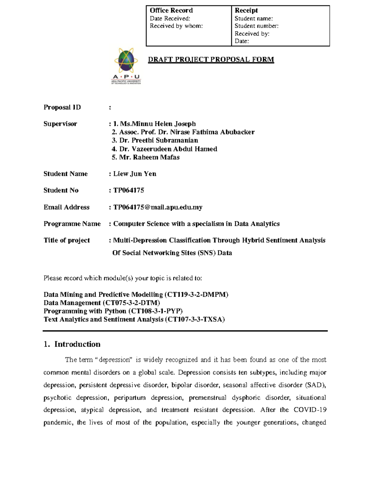 PPF Sample: Project Proposal on Hybrid Sentiment Analysis (CSDA) - Studocu