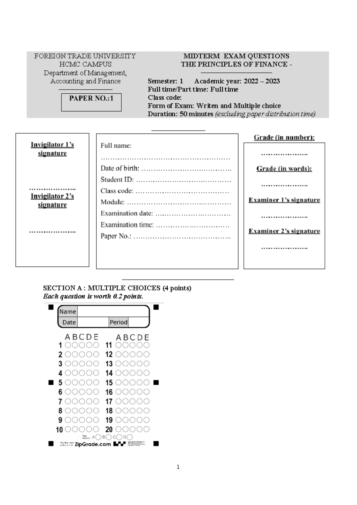 Mock Exam 2023 - MIDTERM FINANCE (MGT101) Questions & Answers - Studocu