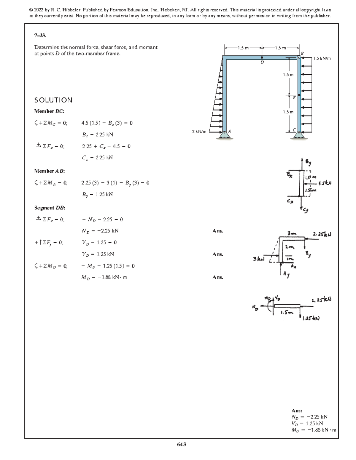 SWK 15th Ed Solution Manual - Frame Analysis at Point D - Studocu