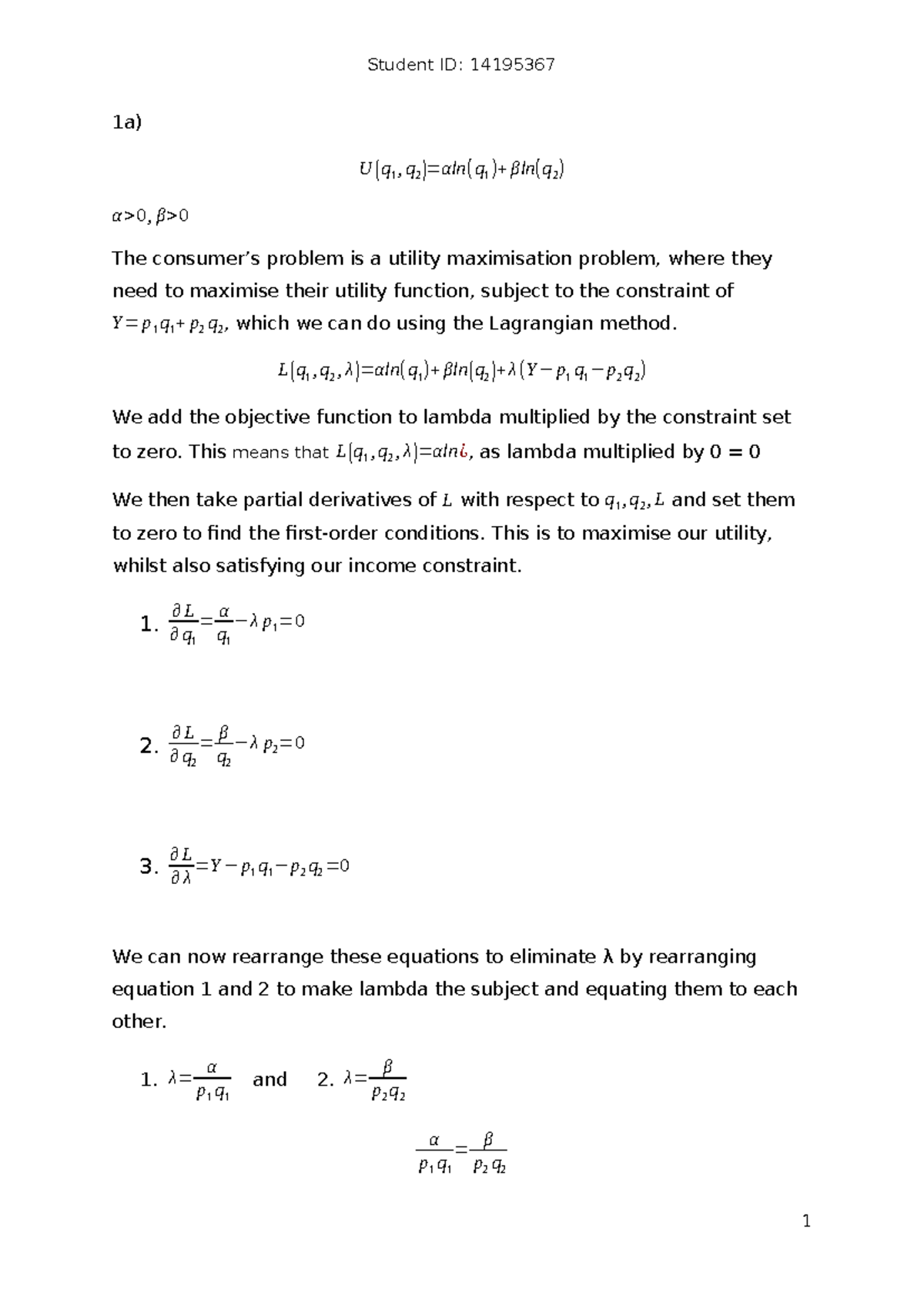 ECON10171 - Utility Maximisation & Expenditure Minimisation Notes - Studocu
