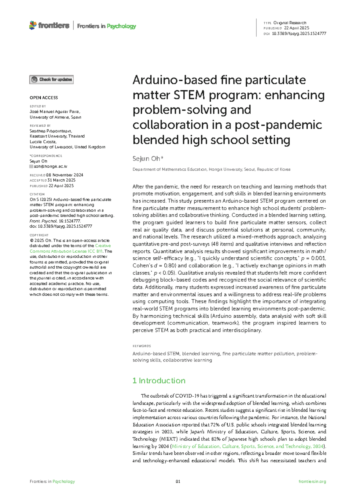 **Title: Enhancing High School Learning through Arduino-Based Fine ...