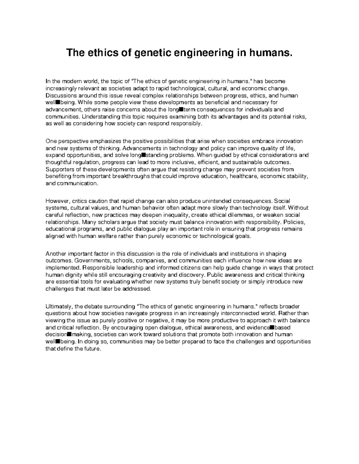 Ethics of Genetic Engineering in Humans: A Balanced Perspective (Essay ...