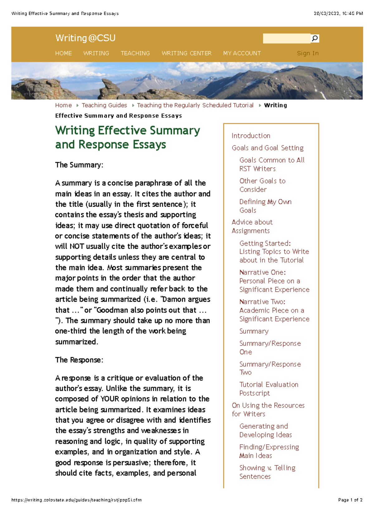 Effective Summary & Response Essay Writing Guide (RST) - Studocu