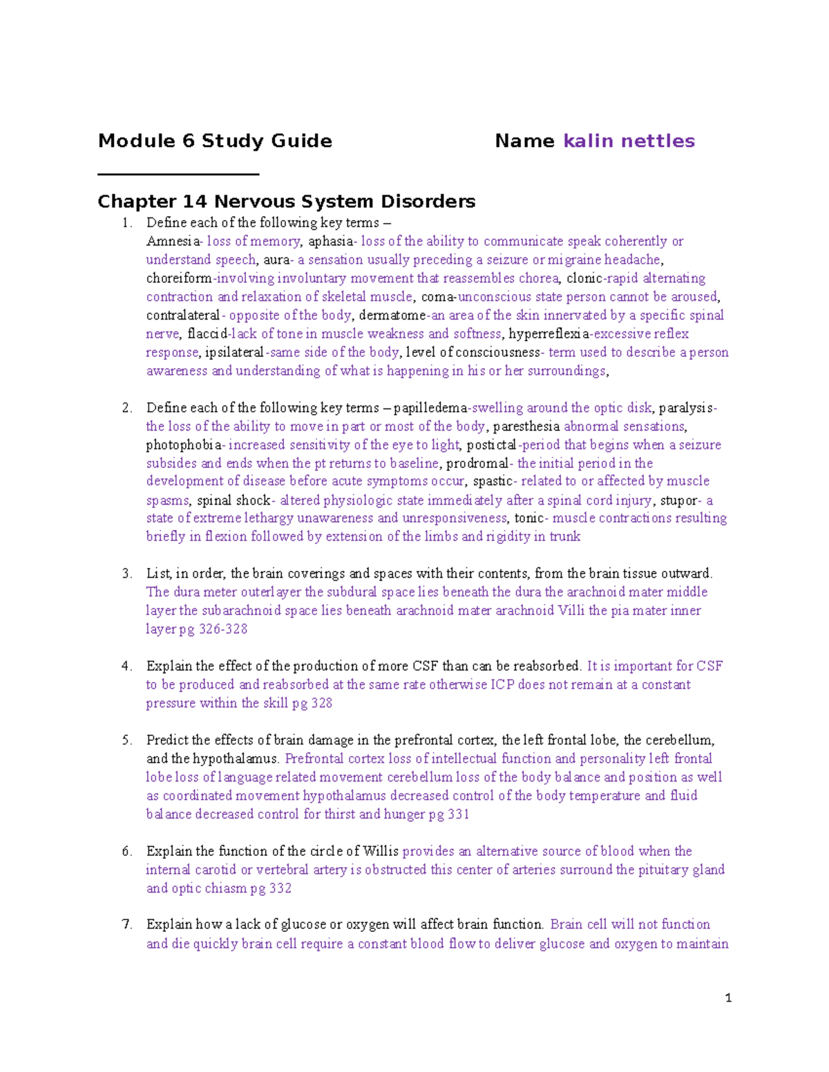 Module 6 studyguide (1) right - Module 6 Study Guide Name kalin nettles