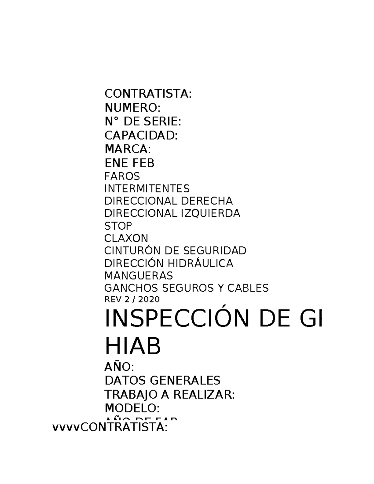 Inspección de Grúa HIAB - Checklist Rev 2 / 2020 - Studocu