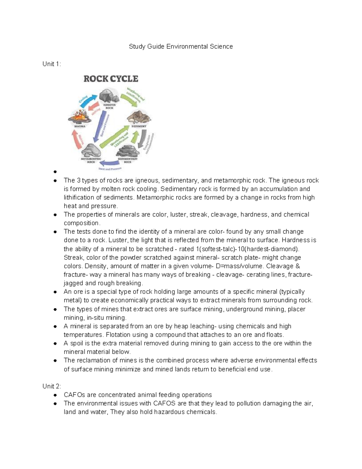 Study Guide: Environmental Science Units 1-3 Overview and Key Concepts ...