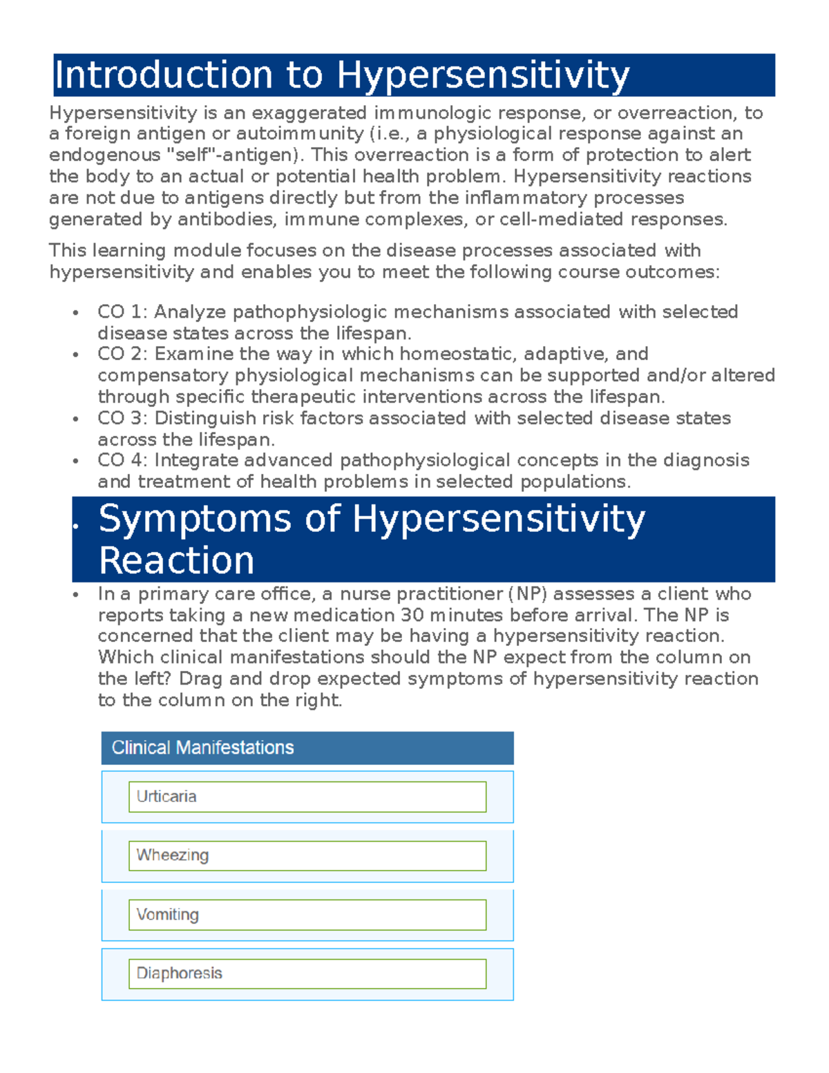 Ch 9 Advanced Pathophysiology: Hypersensitivity Reactions Notes - Studocu