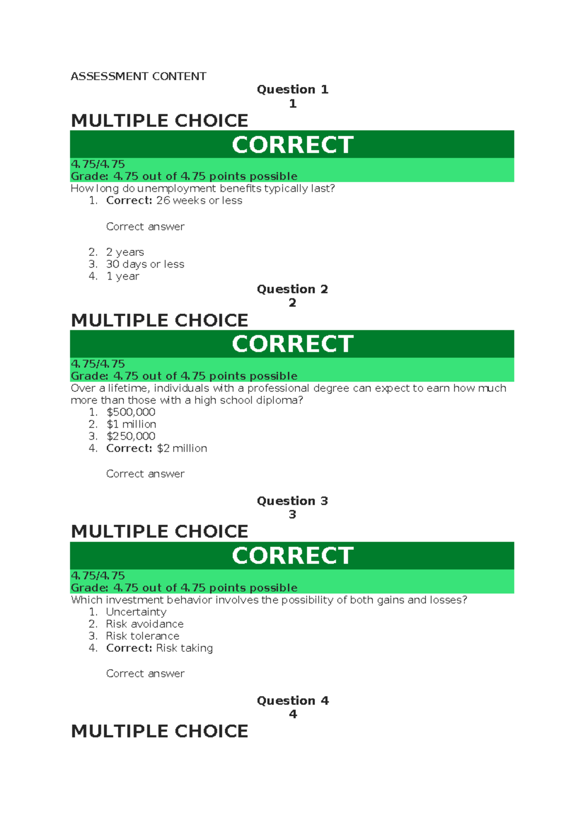 Assessment Content Test: Multiple Choice Questions (MCQ) - Studocu