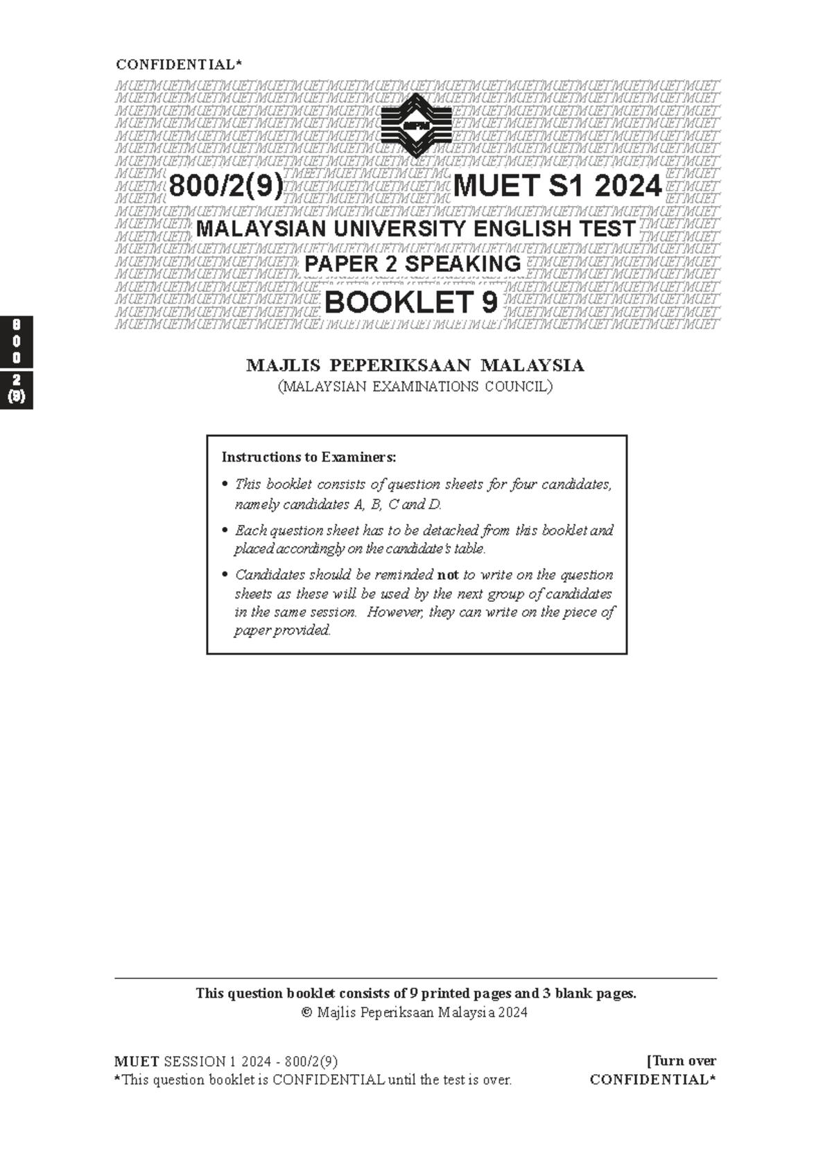 MUET S1 2024 Past Paper: Speaking & Group Discussion Guide - Studocu