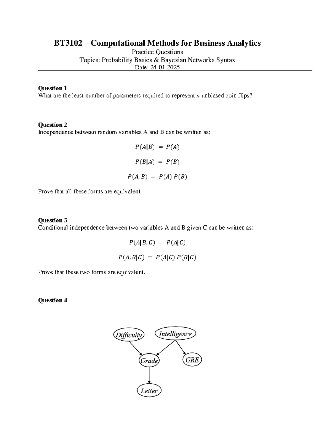 BT3102 Computational methods for business analytics tutorial 1 ...