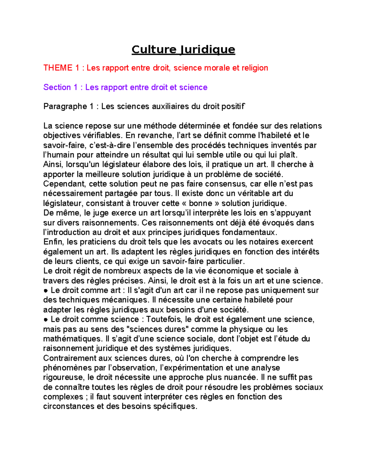 Culture Juridique - Notes amphi - Culture Juridique THEME 1 : Les ...