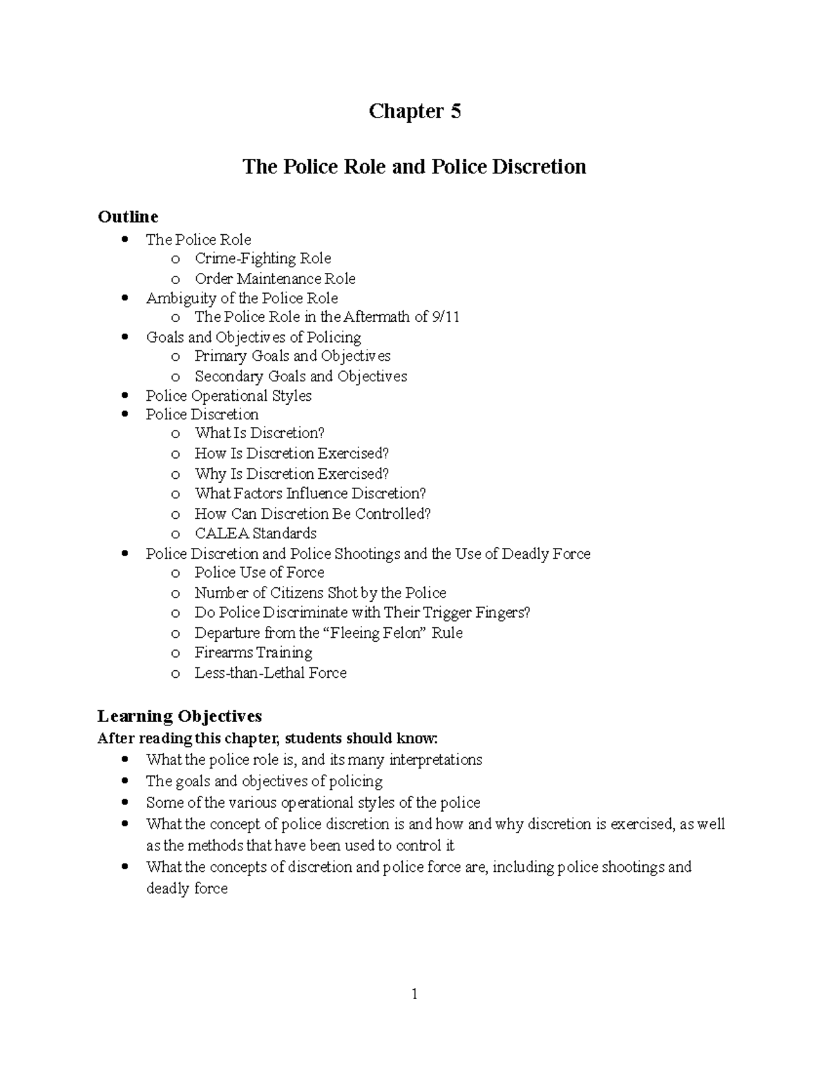 Chapter 5: Police Role & Discretion in Law Enforcement (CRS 101) - Studocu