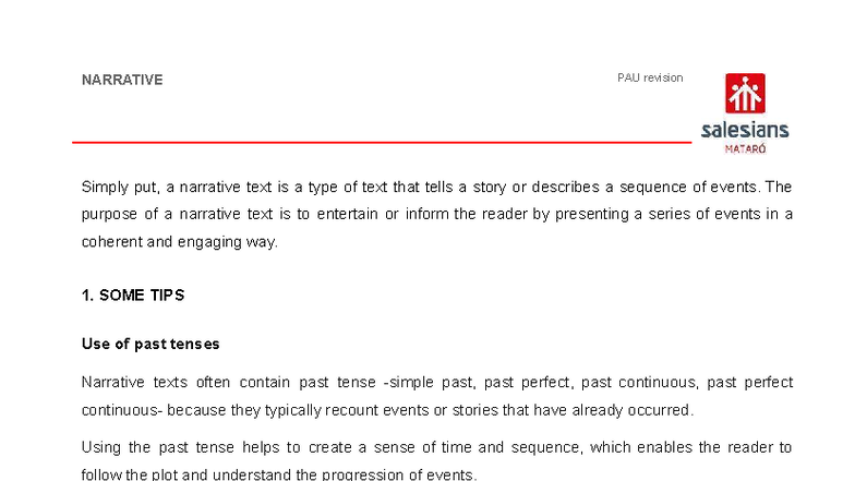 PAU Revision: Understanding Narrative Text Structure and Techniques ...