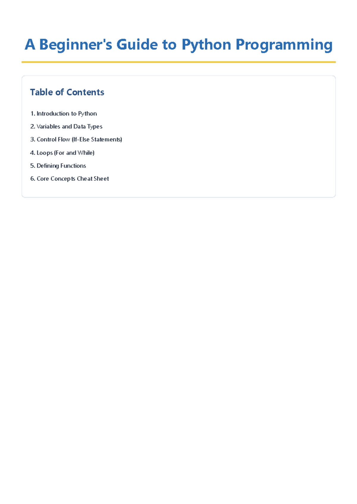 Python Programming 101: A Beginner's Guide to Core Concepts - Studocu