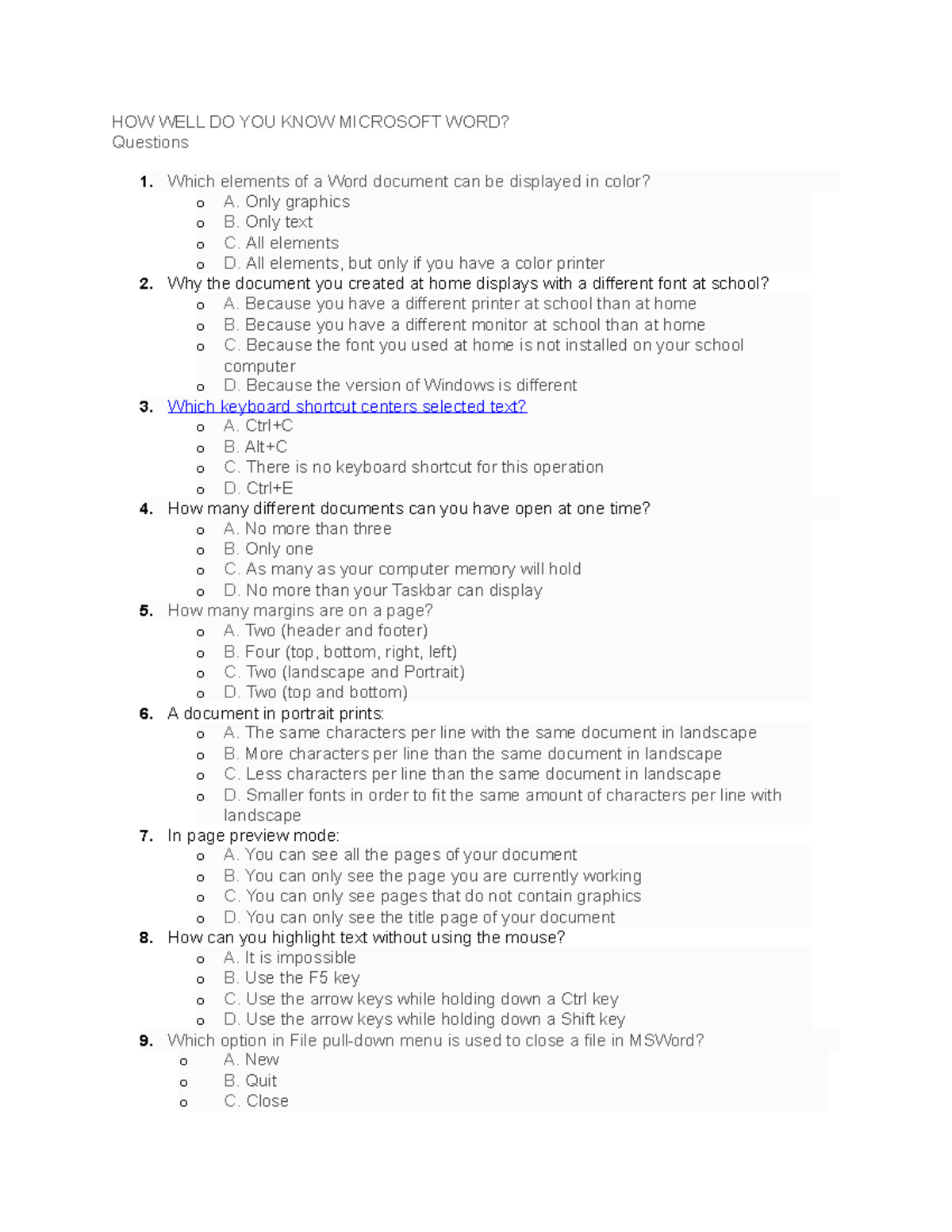 Diagnostic EXAM - MS WORD, EXCEL & PPT Skills Assessment - Studocu