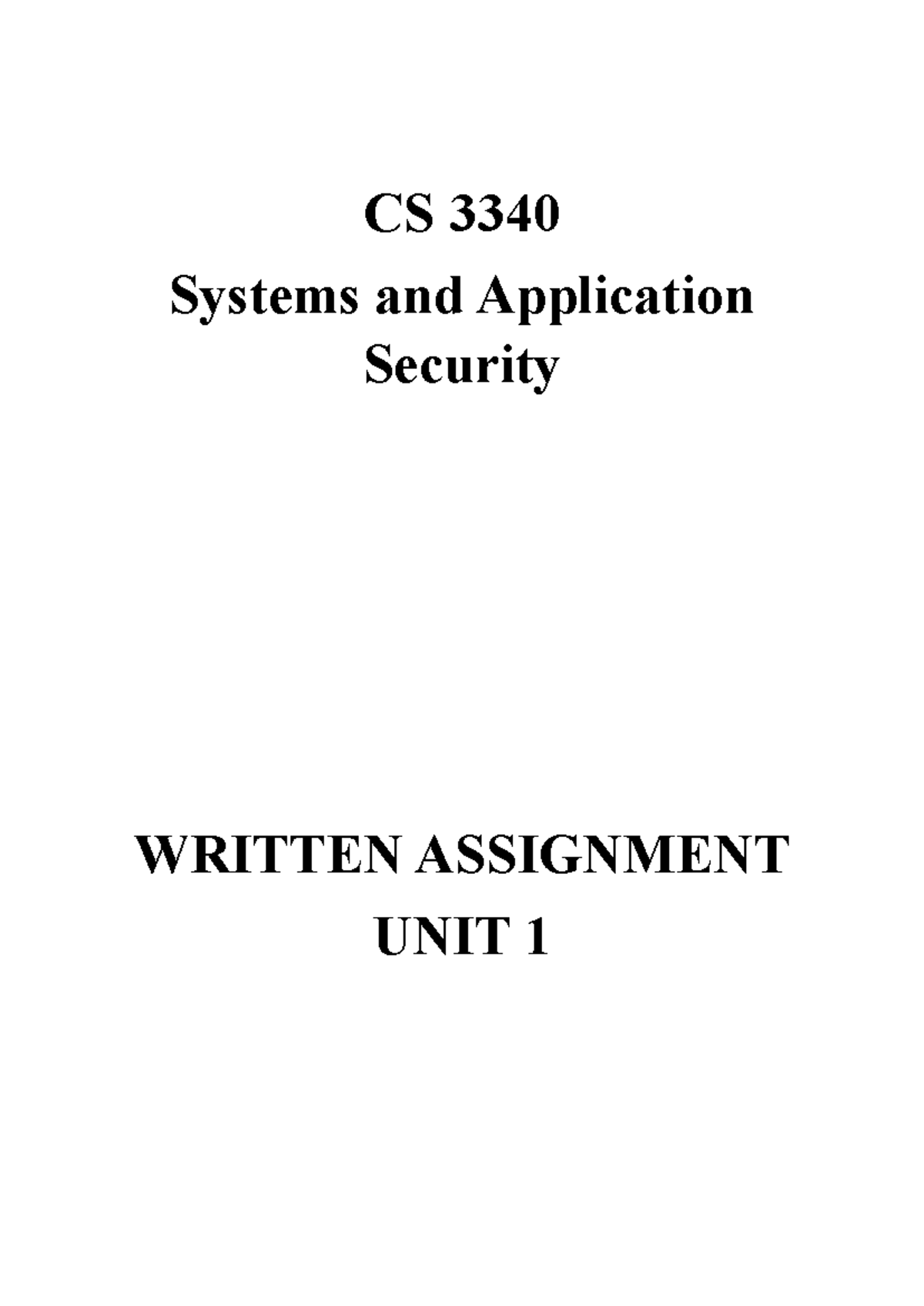 CS 3340 Written Assignment 1 - The CIA Triad in Cybersecurity - Studocu