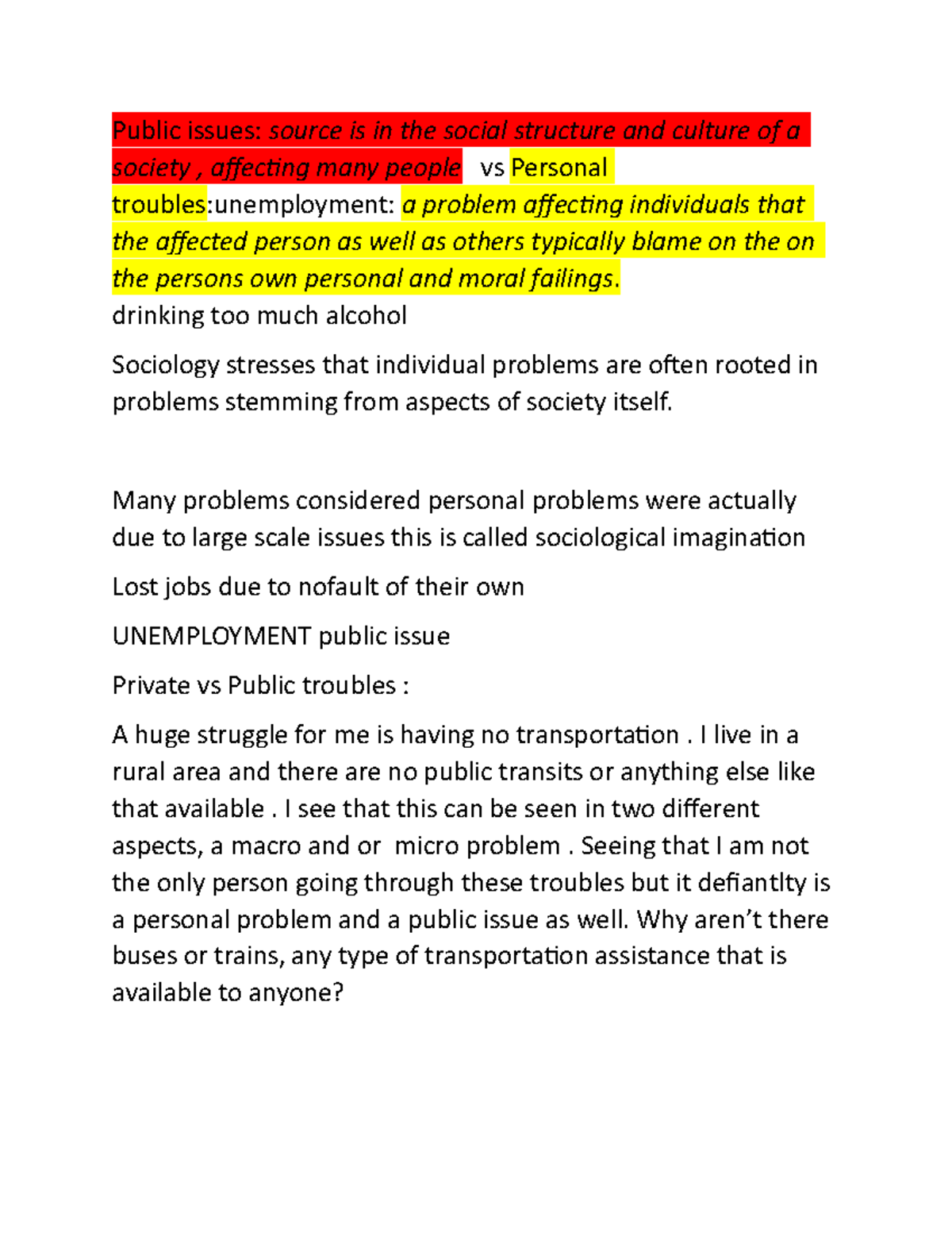 Sociology 101: Understanding Public Issues vs Personal Troubles - Studocu