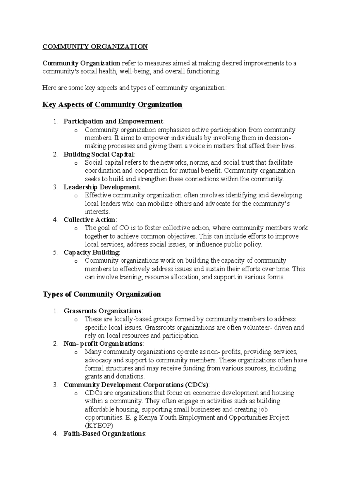Community Development Approaches: Key Aspects and Types Explained - Studocu