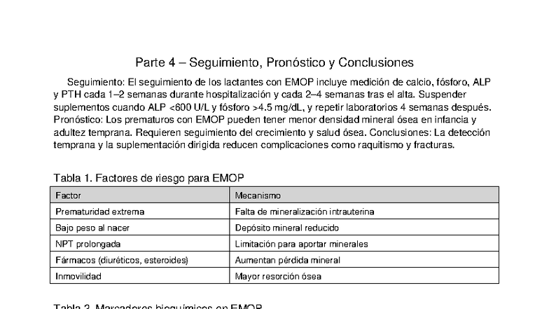 Parte 4: Seguimiento y Pronóstico de EMOP con Tablas - Studocu