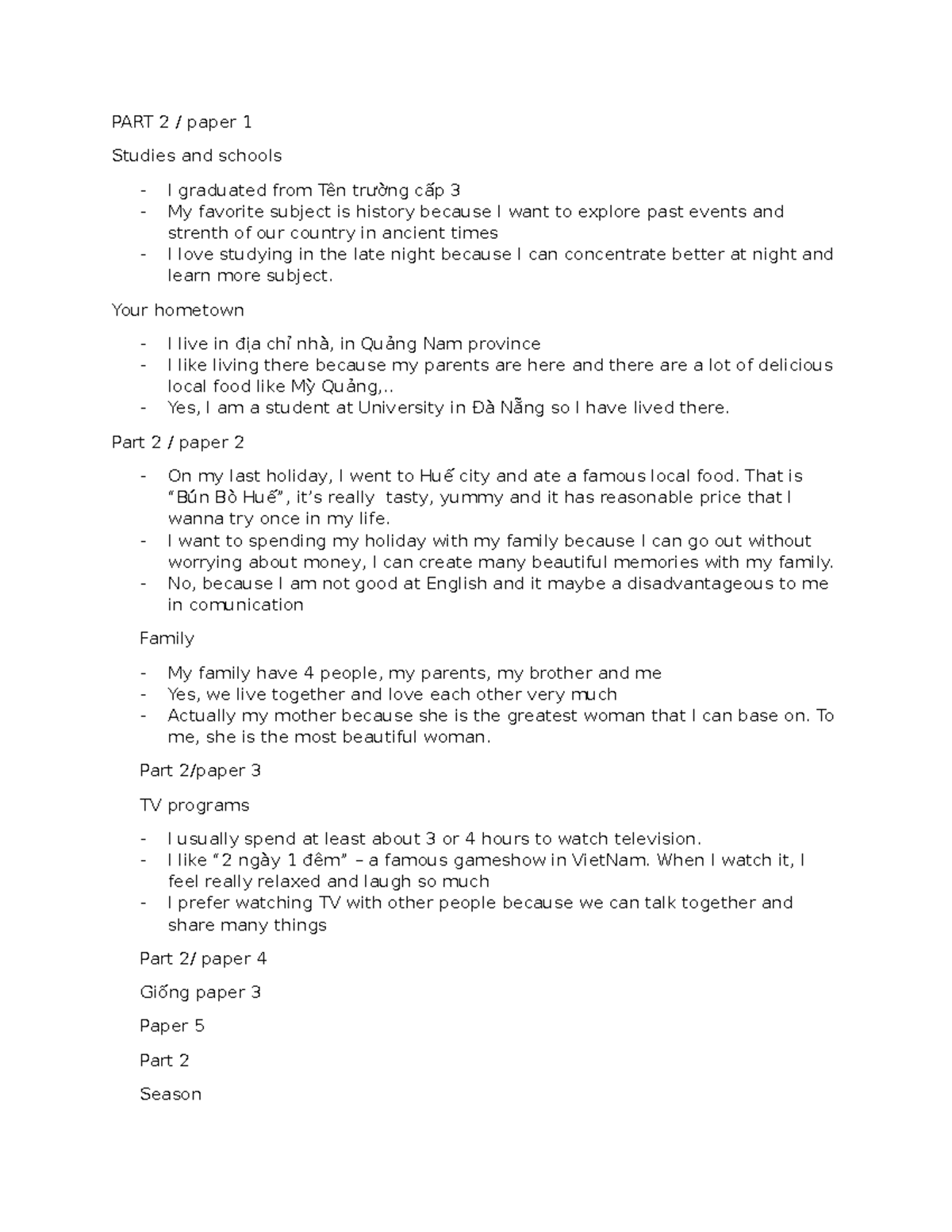 Speaking Exam Notes - ABBCC - Studocu