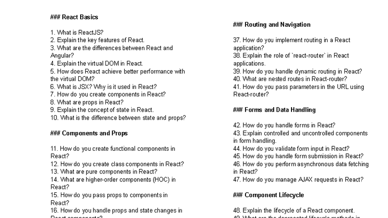 React Basics: Key Interview Questions & Concepts (3.0) - Studocu