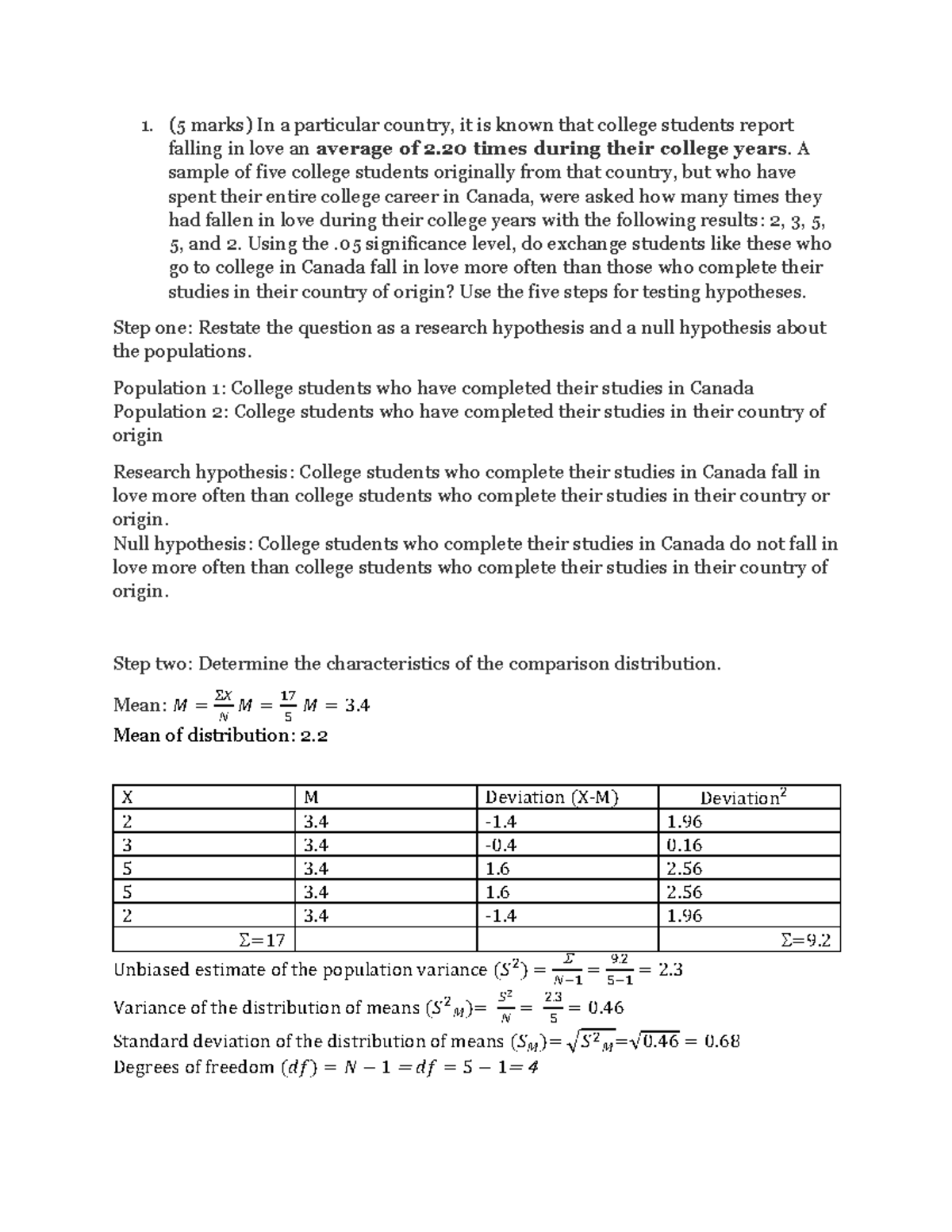 SOCI 301 Hypothesis Testing: Assignment 6 Analysis and Results - Studocu