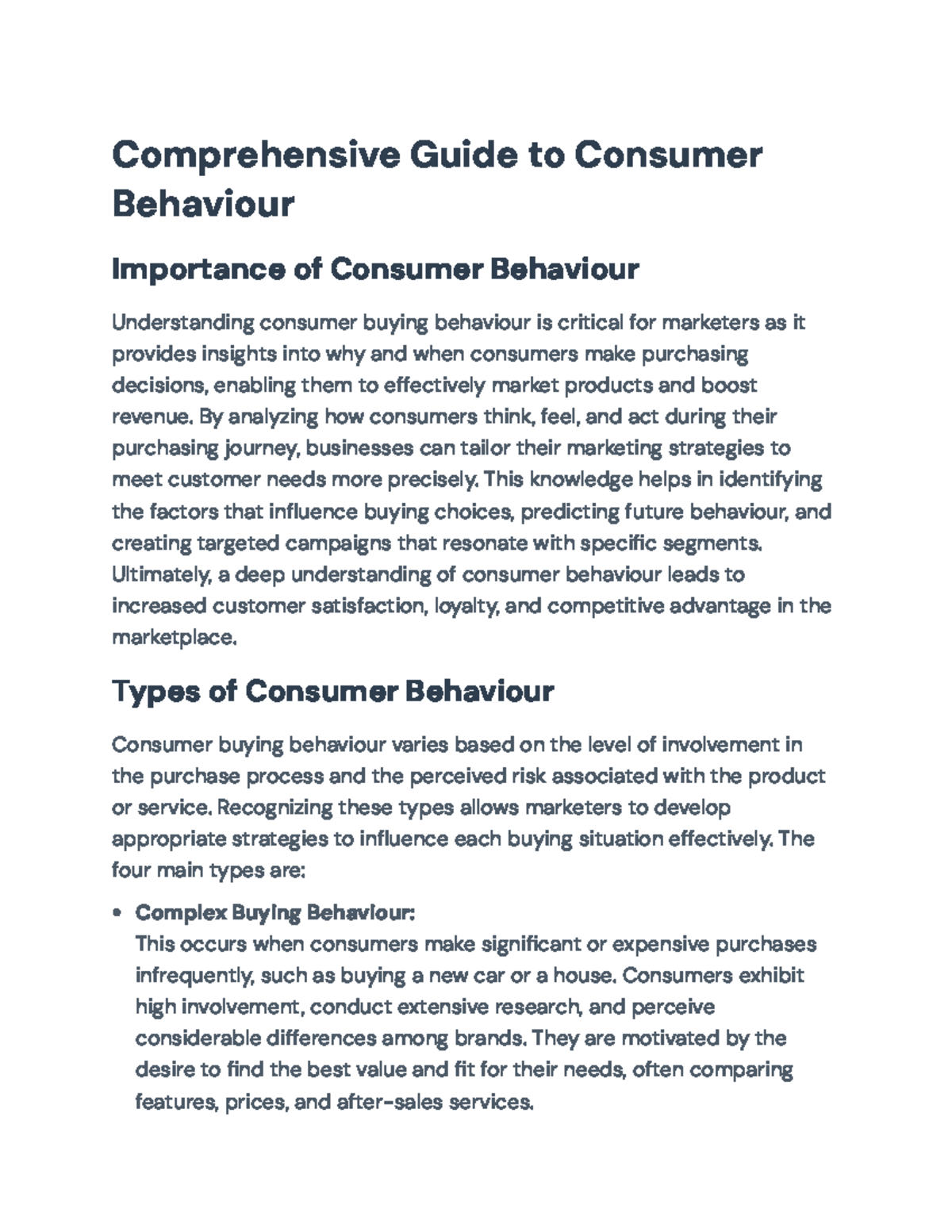 Comprehensive Guide to Consumer Behaviour: Insights for Marketers - Studocu