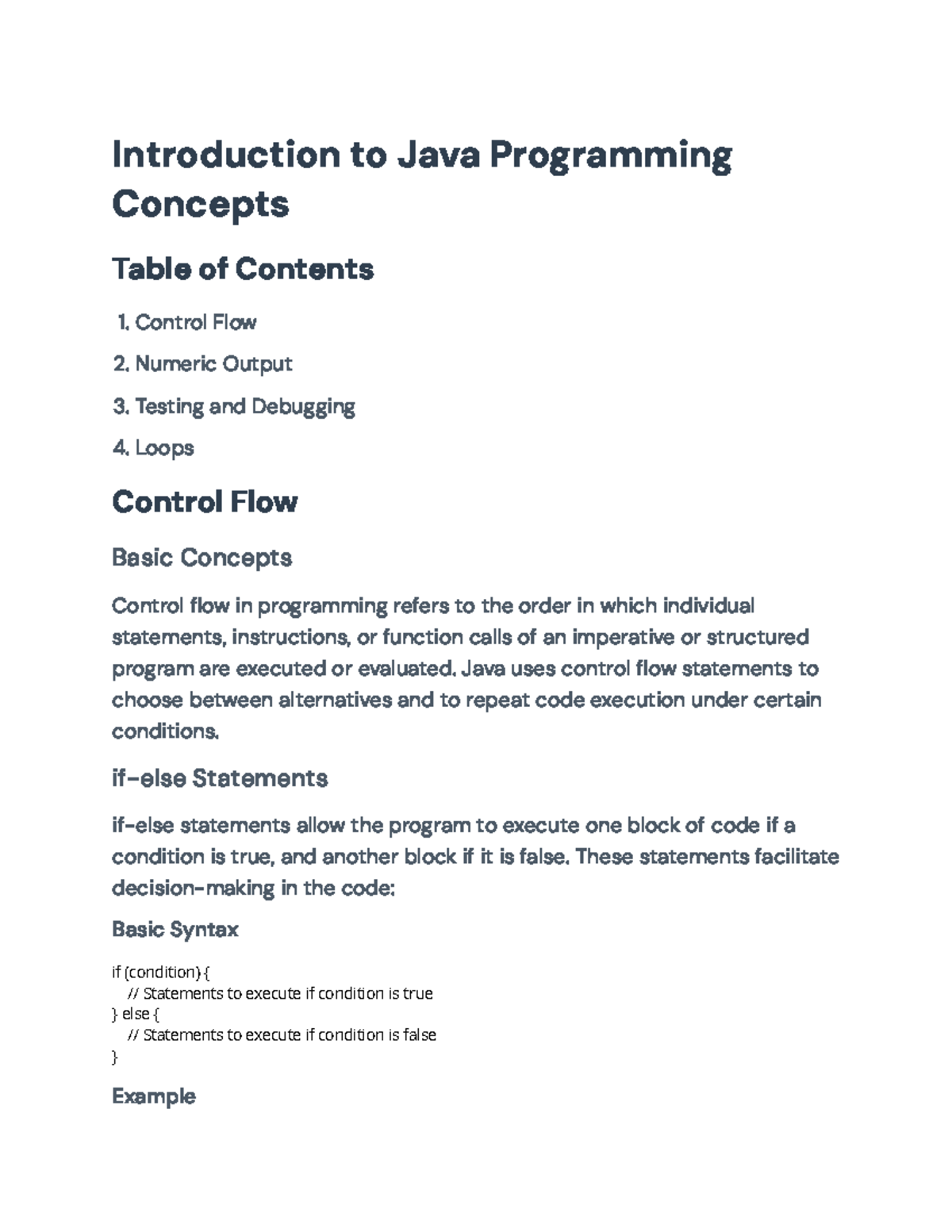 Java Programming Concepts: Control Flow, Loops, and Debugging ...