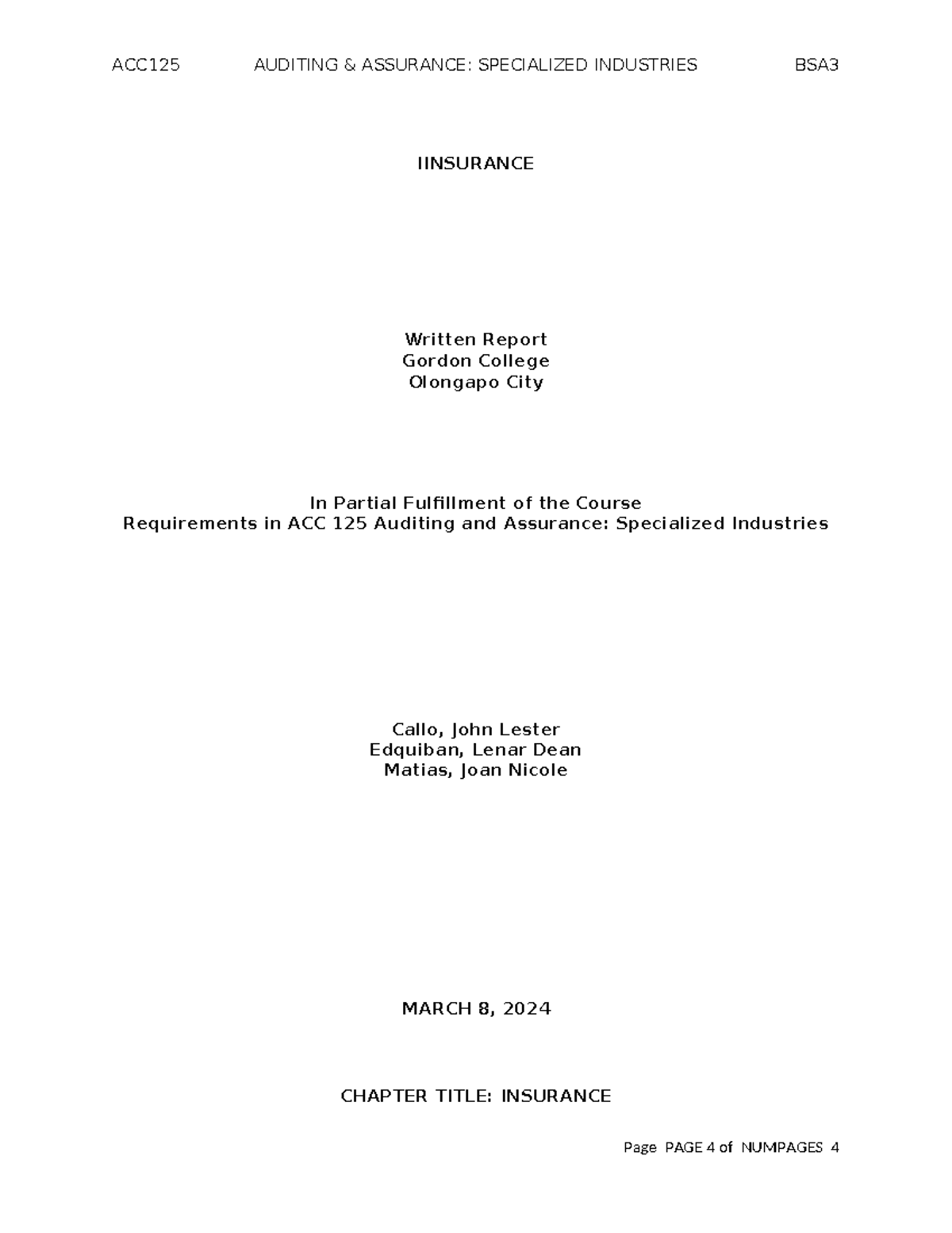 ACC125 Final Report on Insurance: Understanding Policies and Companies ...