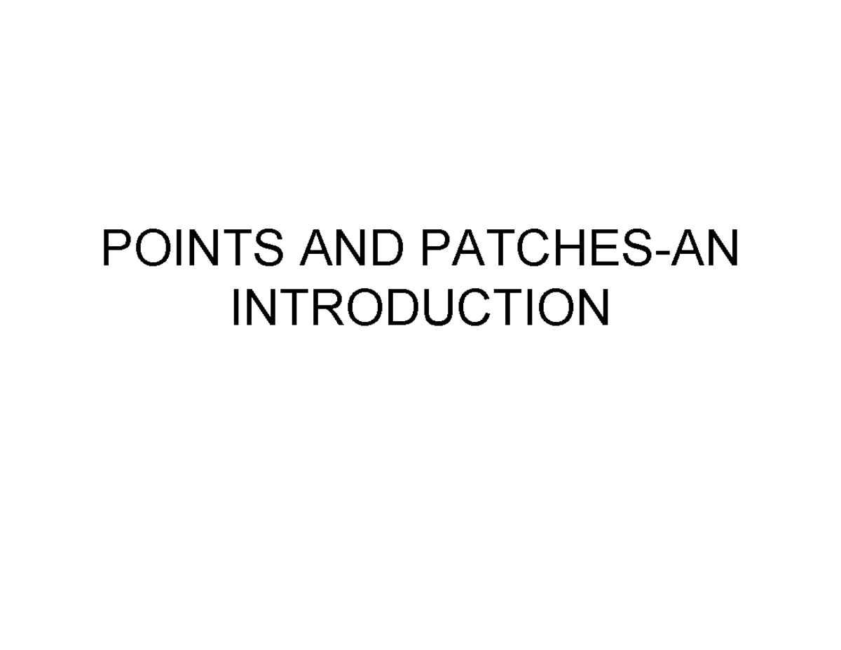 18CSE390T - Computer Vision Unit II S1: Points and Patches Notes - Studocu