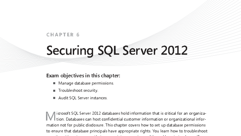 C6L1 - Securing SQL Server 2012: Managing Permissions and Security ...