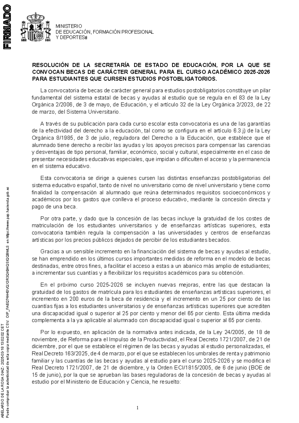 Convocatoria de Becas Generales para Estudios Postobligatorios 2025 ...