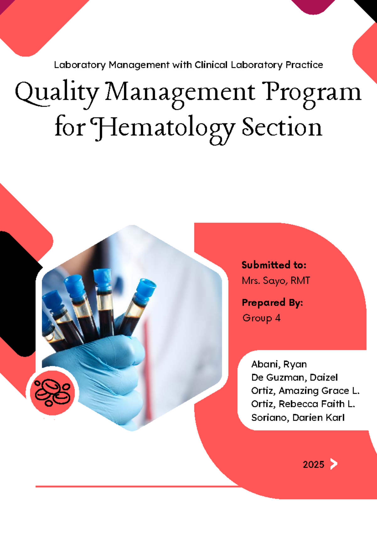 CLP-LEC Group 4: Quality Management in Hematology Lab Practices - Studocu