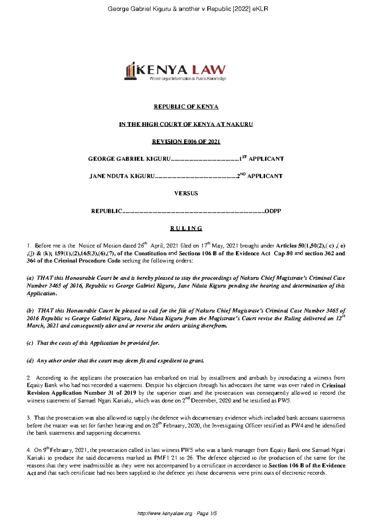 Revision E006/2021: Ruling on Electronic Evidence & Admissibility ...