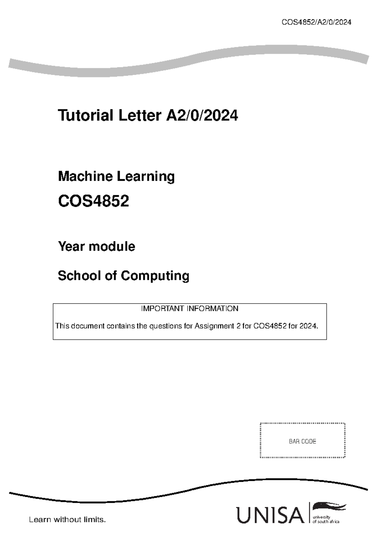 COS4852 2024 Assignment 2 - Machine Learning Exploration - Studocu