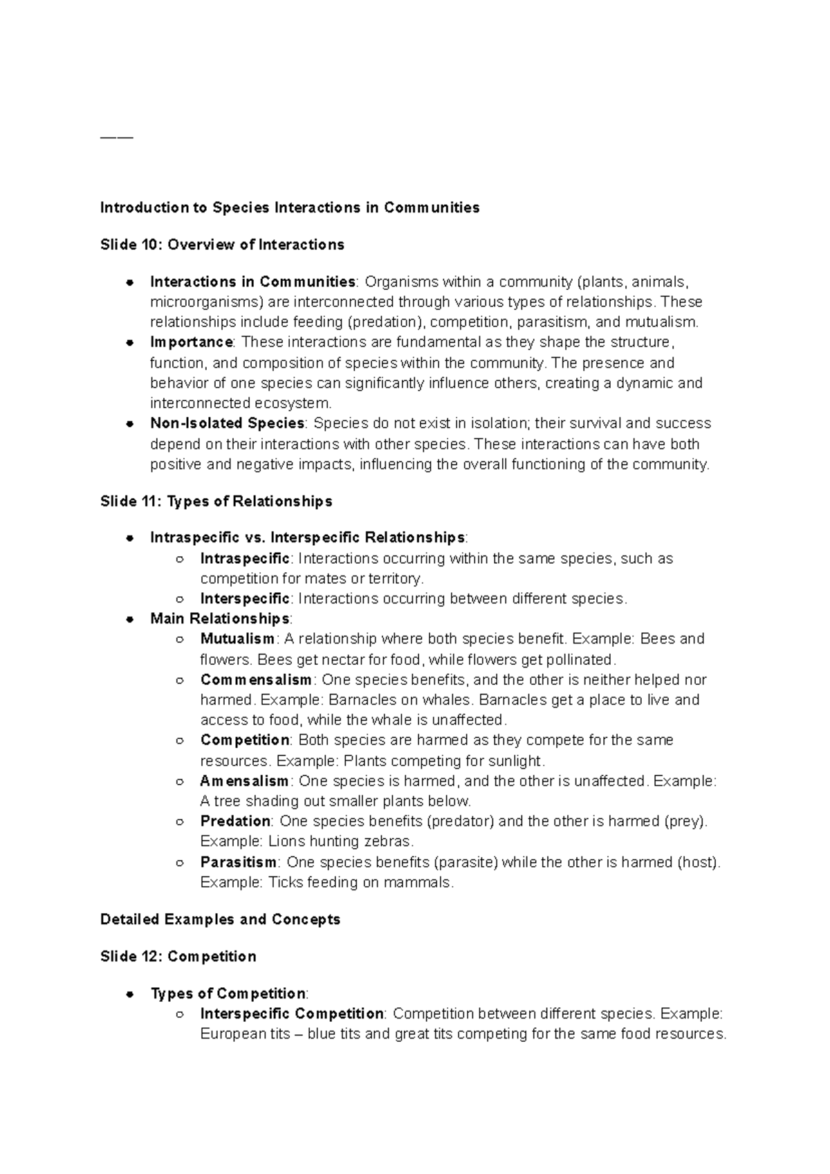 EVS 1101 Notes: Chapter 3 - Understanding Species Interactions - Studocu