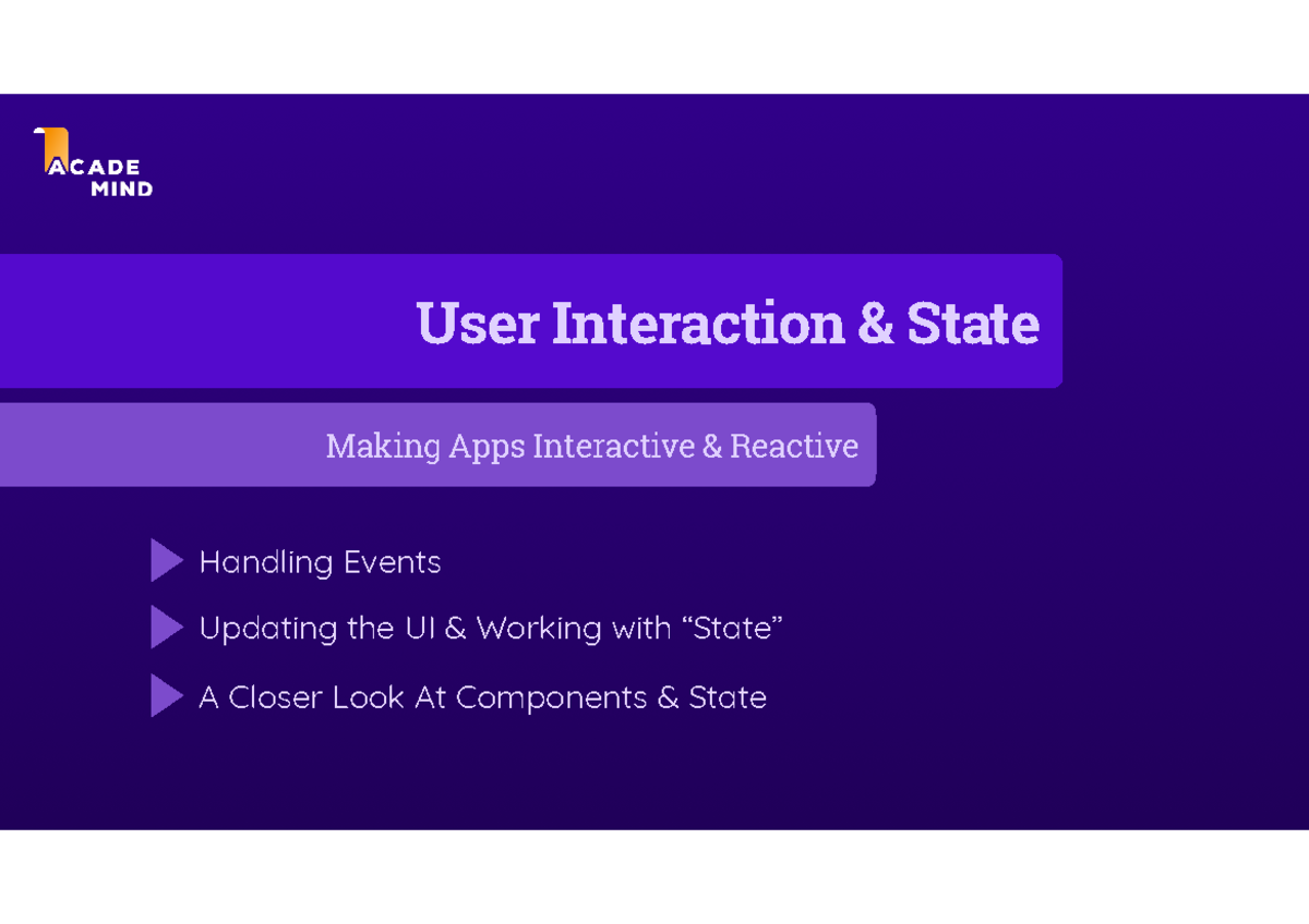 React Programming Guide: User Interaction, State & Components - Studocu